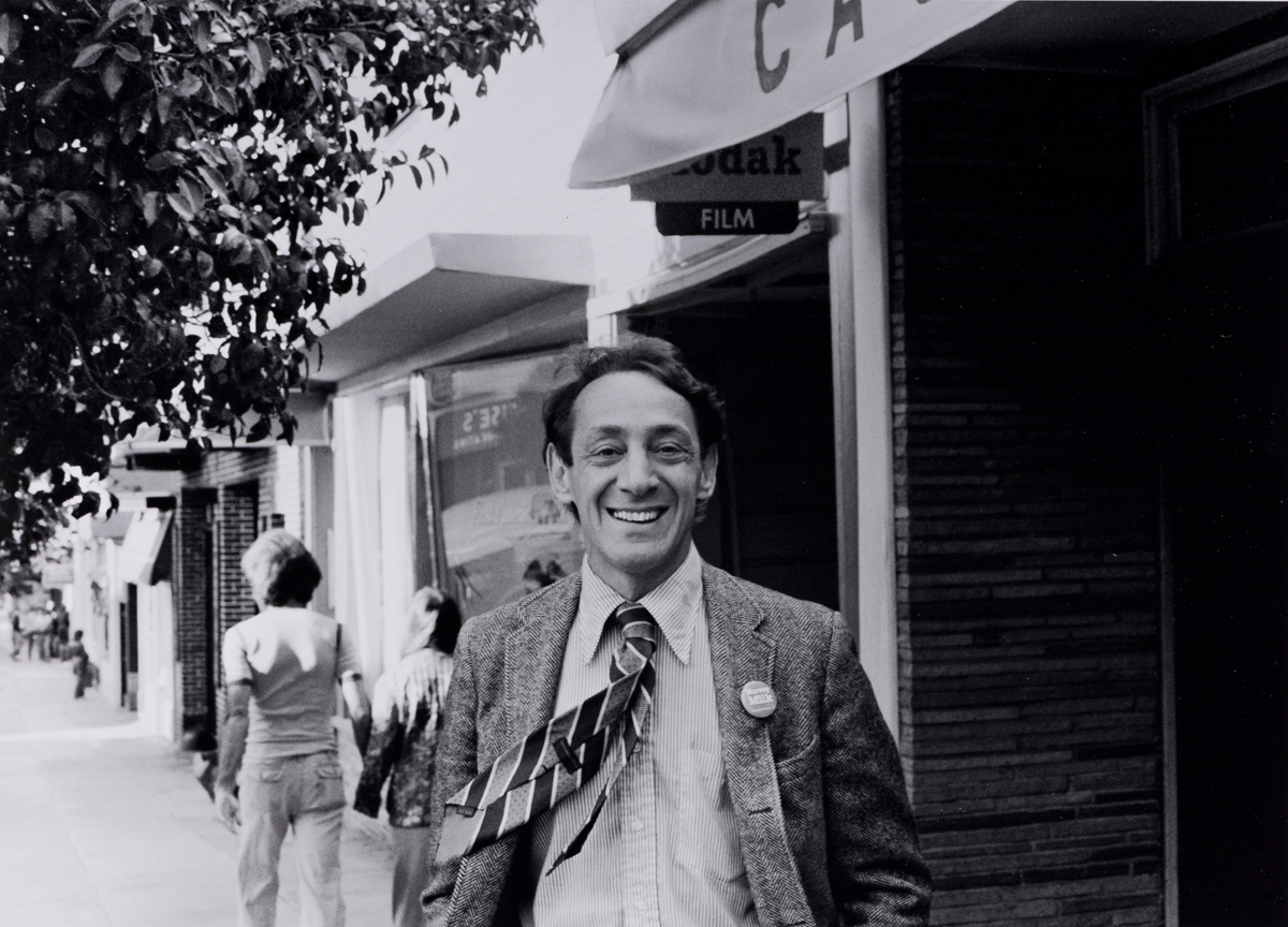 DANIEL NICOLETTA (1954 - ) Harvey Milk in Front of his Castro Camera Store.